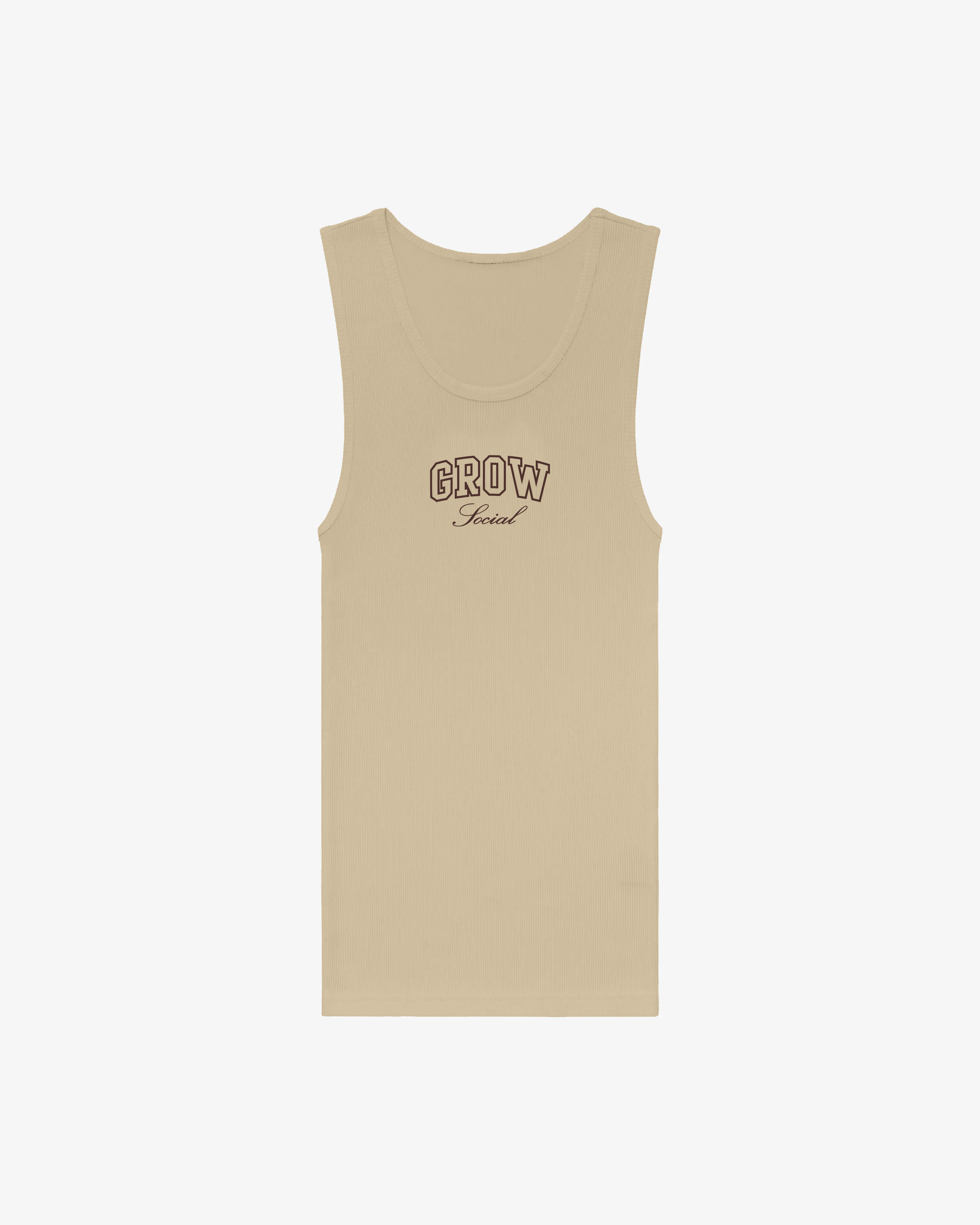 Varsity Ribbed Tank (Beige)