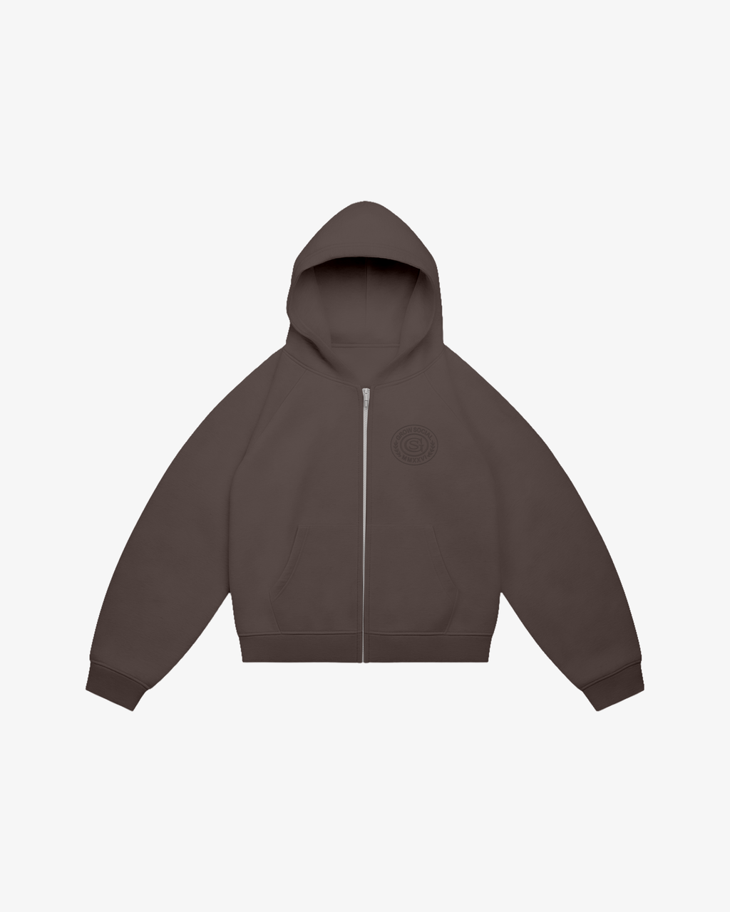 Crest Zip Hoodie (Brown)
